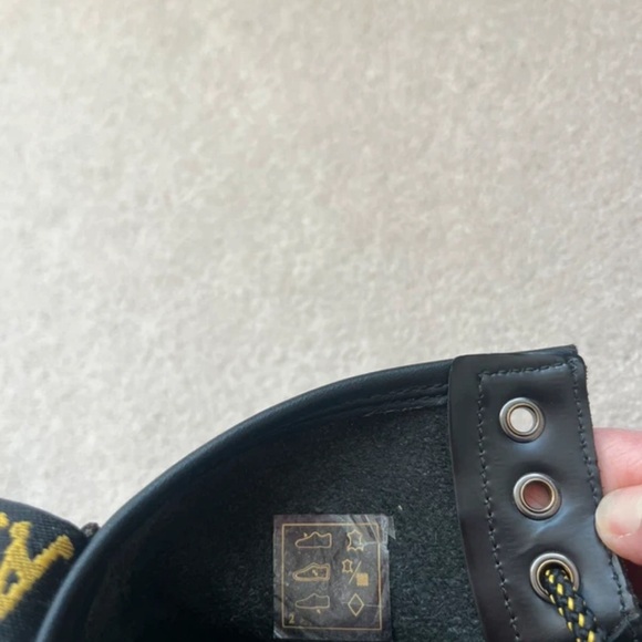 Dr. Martens Glossy Black Boots with Yellow Stitching - Picture 6 of 6